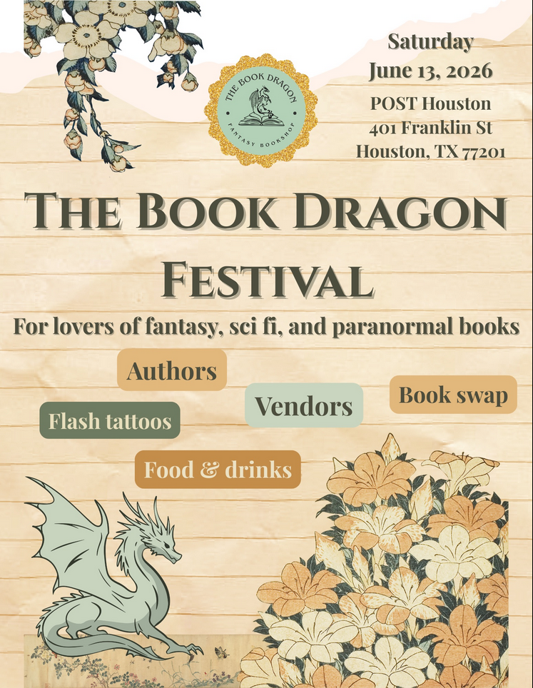 Book signing event for The Book Dragon Festival on Saturday June 13, 2026