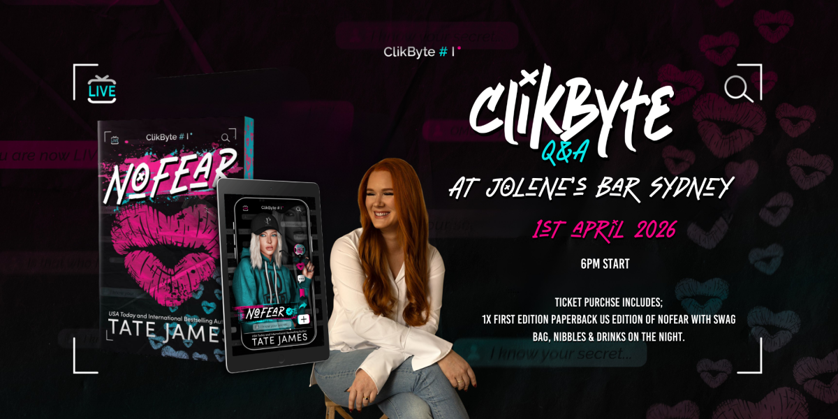 Book signing event for NoFear Release Party - Sydney - Tate James on Wednesday April 1, 2026