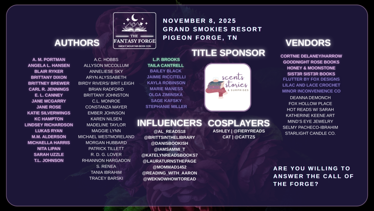 Book signing event for Fantasy Forge Book Con on Saturday November 8, 2025