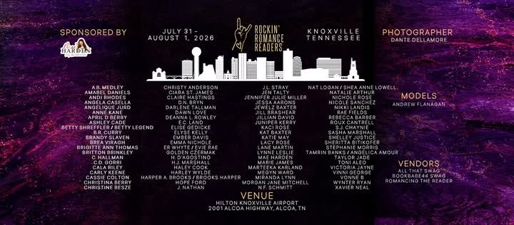 Book signing event for Rockin Romance Readers on Saturday August 1, 2026