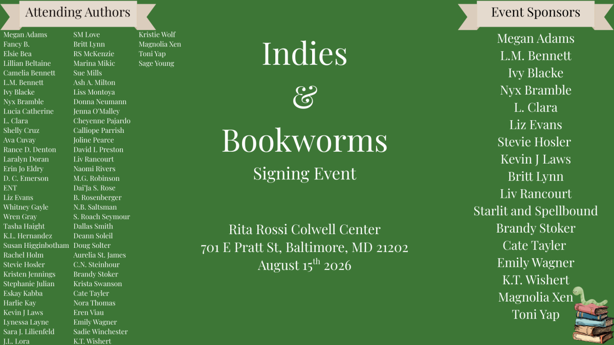 Book signing event for Indies & Bookworms on Saturday August 15, 2026