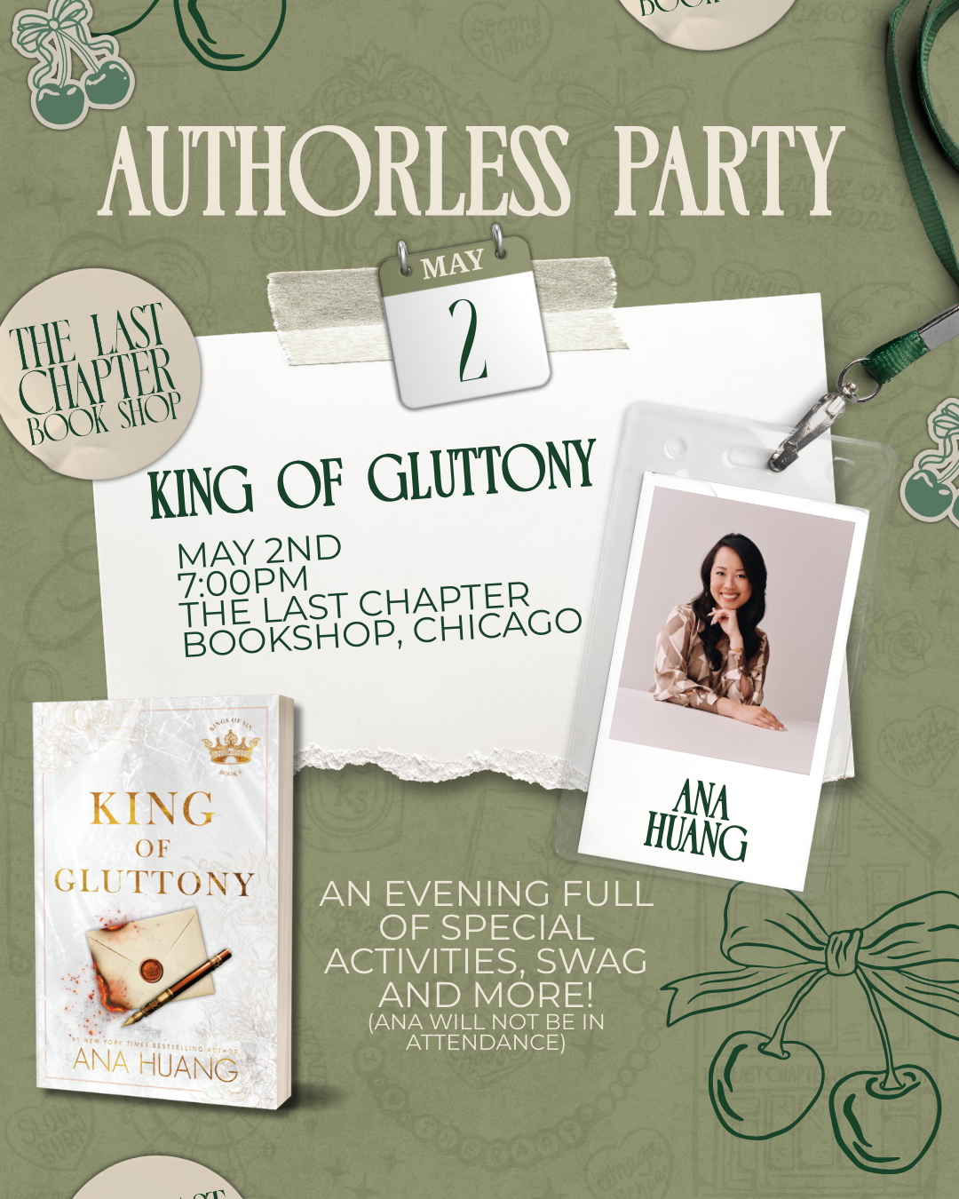 Book signing event for TLC- King of Gluttony Authorless Party on Saturday May 2, 2026