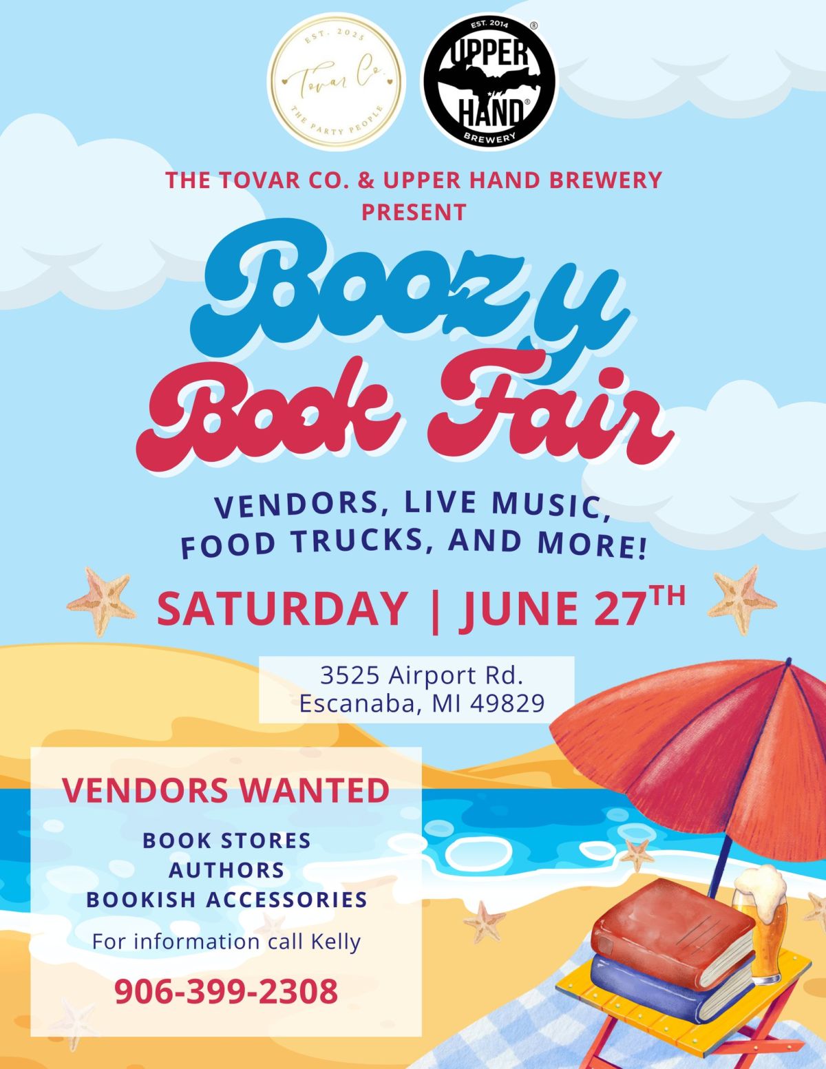 Book signing event for Boozy Book Fair on Saturday June 27, 2026