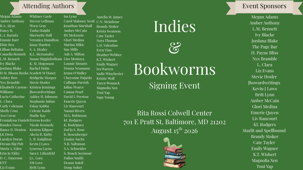 Book signing event for Indies & Bookworms on Saturday August 15, 2026