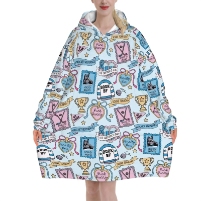 Hooded blanket hockey romance stamps bookish