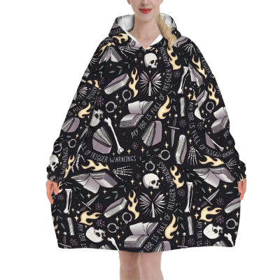 Hooded blanket my tbr is full of trigger warnings black bookish
