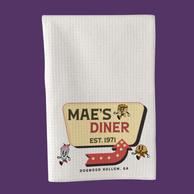 Large Mae’s Diner Waffle Kitchen Towel