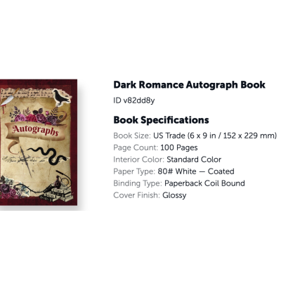 Dark Romance 6x9 Autograph Book