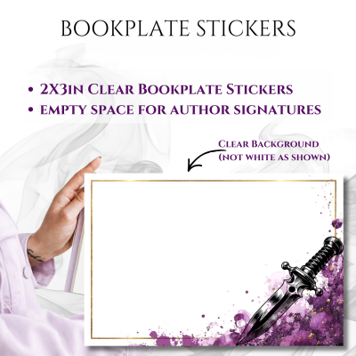 Bookplate Sticker 2"x3"  (#21 Purple-Dagger)