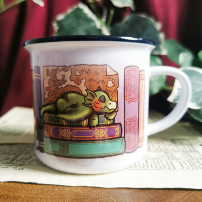 Fantasy Bookshelf Ceramic Camper Mug
