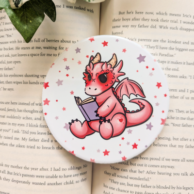 Pink Dragon Sitting Ceramic Coaster