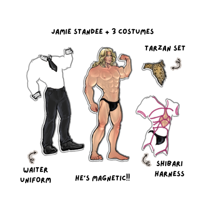 Dress Up Jamie! Acrylic standee with 3 costumes.