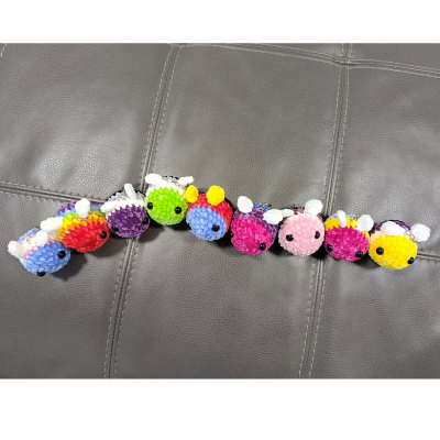 Crochet Pride Bee Keychain