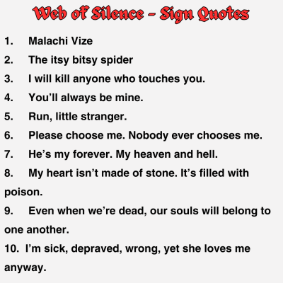 Officially Licensed Web of Silence Arch Quote Bookshelf Signs