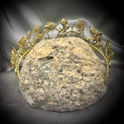 Tiara with faux Pearls, flowers, leaves, and beads