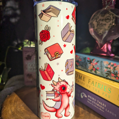 Pink Book Dragon Slim Metal Tumbler