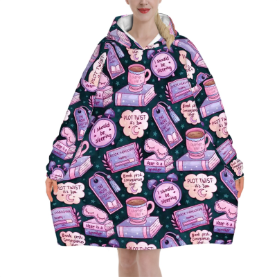 3am reading club teal bookish hooded blanket