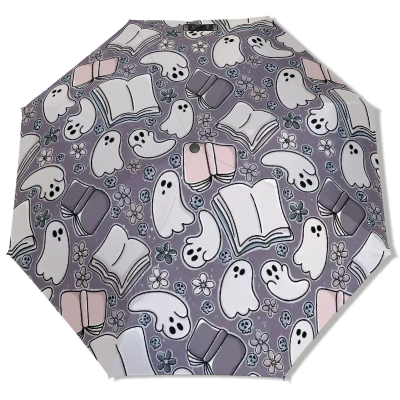 Cartoon book ghosts bookish umbrella