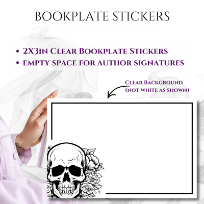 Bookplate Sticker 2"x3"  (#9 Skull-Flowers)