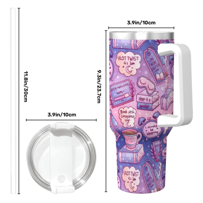 40 oz travel mug 3am reading club bookish ombre
