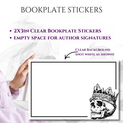 Bookplate Sticker 2"x3"  (#8 Skull-Crown)