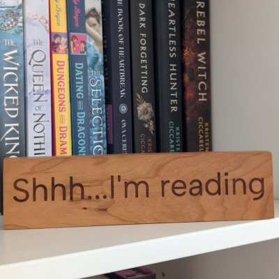 Shh...I'm Reading Wooden Bookshelf Sign