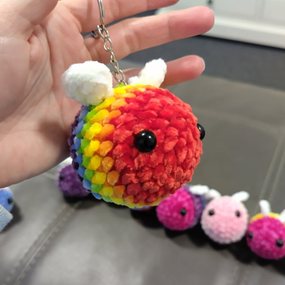 Crochet Pride Bee Keychain