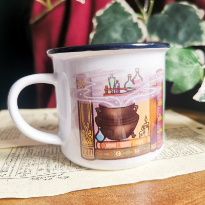 Fantasy Bookshelf Ceramic Camper Mug