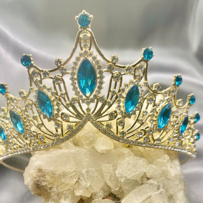 Tiara with turquoise blue rhinestones (larger)