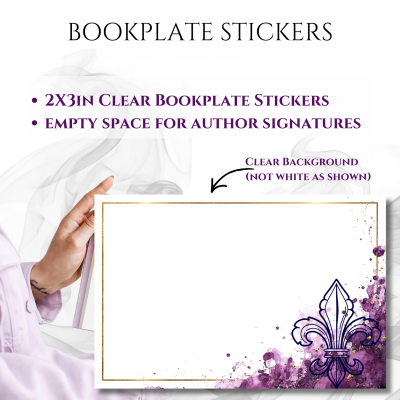 Bookplate Sticker 2"x3"  (#23 Purple-Fleur-de-lis)