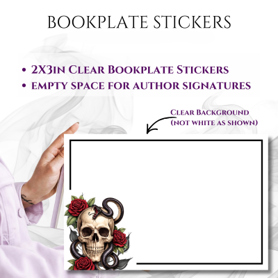 Bookplate Sticker 2"x3"  (#35 Skull-Snake)