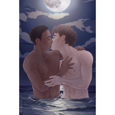 Marvin and Olan Kissing in the Ocean