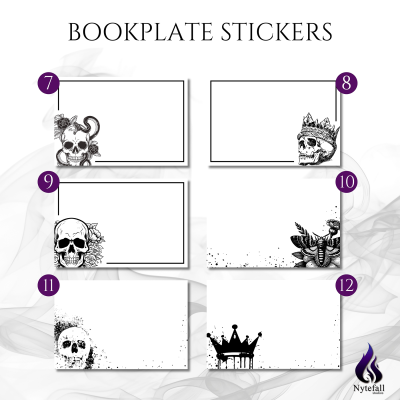 Bookplate Sticker 2"x3"  (#8 Skull-Crown)