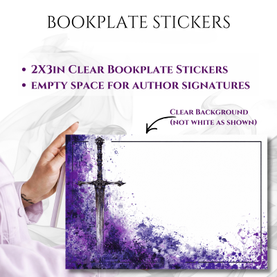 Bookplate Sticker 2"x3"  (#25 Sword-Splatter)