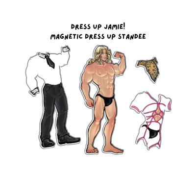 Dress Up Jamie! Acrylic standee with 3 costumes.