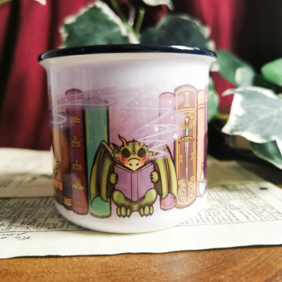 Fantasy Bookshelf Ceramic Camper Mug