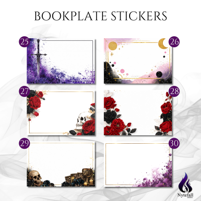 Bookplate Sticker 2"x3"  (#27 Skull-Flowers)