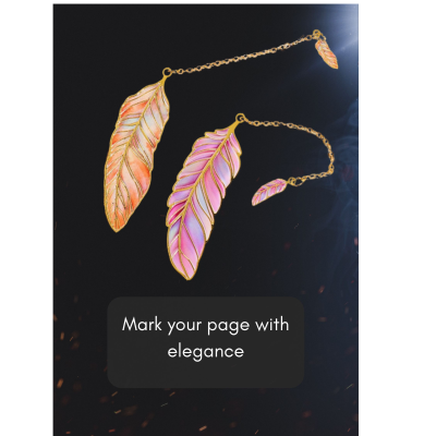 1 Metal Feather Bookmark with Pendent