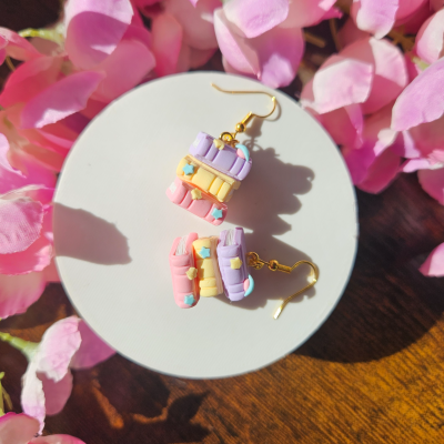 Pastel Galaxy Book Stack Earrings