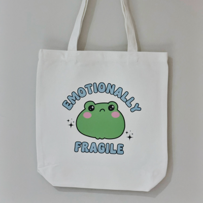 Emotionally Fragile Frog Library Tote Bag