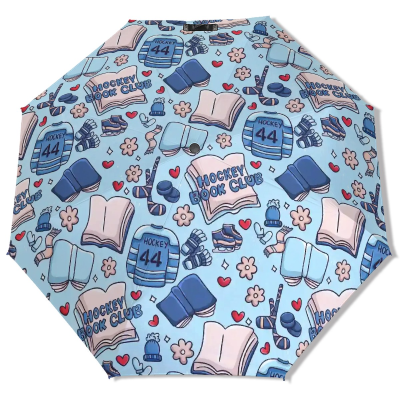 Cartoon Hockey romance bookish umbrella