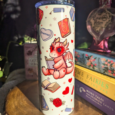 Pink Book Dragon Slim Metal Tumbler