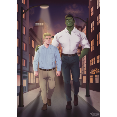 Greg and Sean Walking at Night