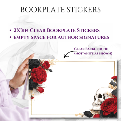 Bookplate Sticker 2"x3"  (#27 Skull-Flowers)
