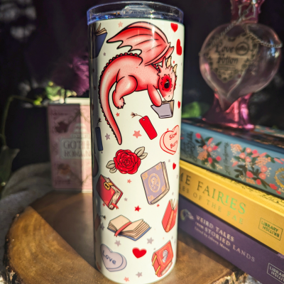 Pink Book Dragon Slim Metal Tumbler